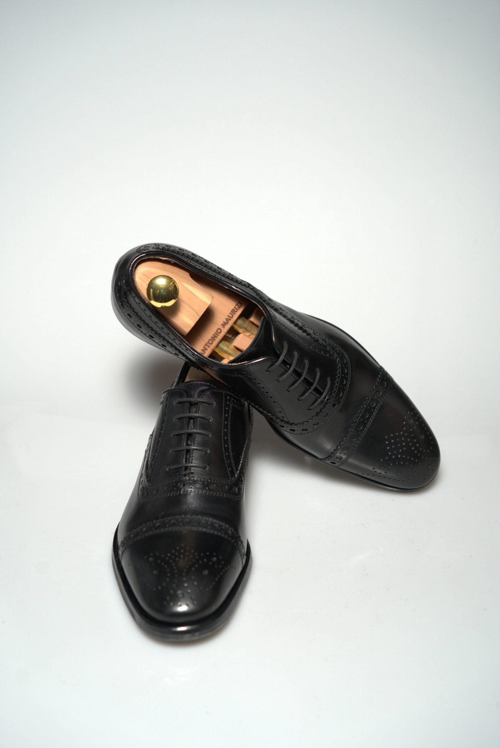 Antonio Maurizi Semi-Brogue Oxford Cipele – Vitello Nero